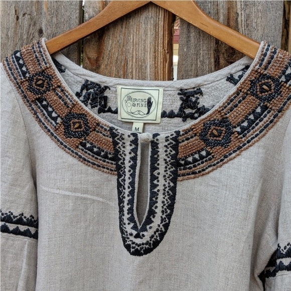 Beaded Irving & Fine 
Morocco Linen Blouse  
Size medium - NWOT - Picture 5 of 13